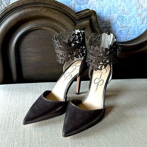 Jessica Simpson Cacy Lace Ankle Strap Pumps